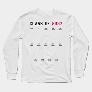 Class of 2037 Grow with Me Graduation First Day Handprints Long Sleeve T-Shirt